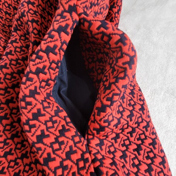 Lili Wang For Lili's Closet Red Navy Textured Sleeveless A-Line Dress Size 12 - Picture 5 of 13